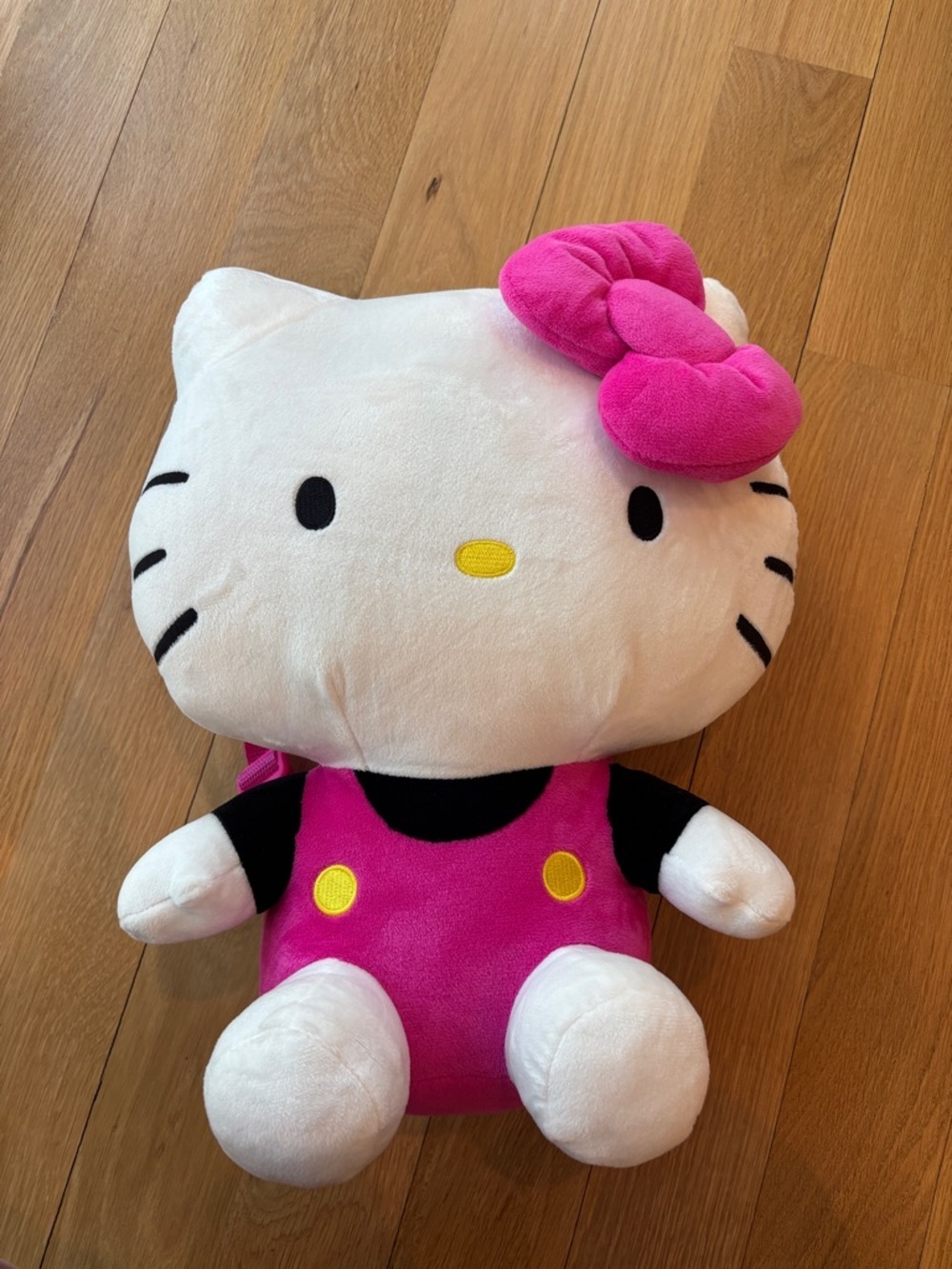 Hello Kitty XL Plush Backpack Pink Black Adjustable Bag - Picture 2 of 5
